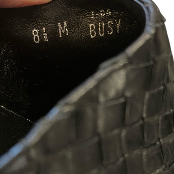 Donald Pliner Black Woven Leather Busy Heeled Platform Mule Clog Bootie Shoes - Picture 10 of 16